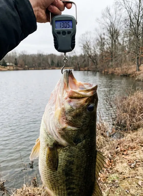 Weighing Large Bass Fish