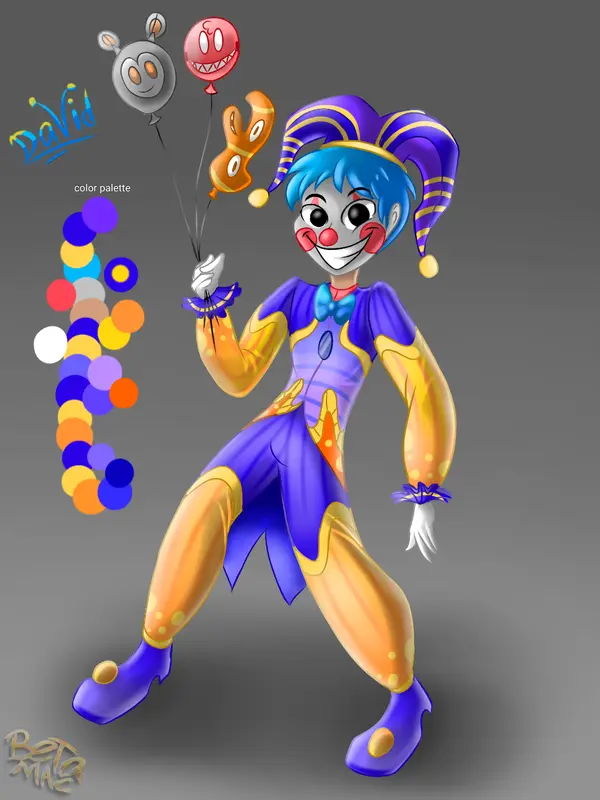 Whimsical Jester With Balloons