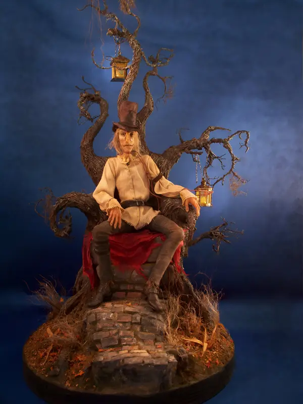 Whimsical Skeletal Figure On Tree