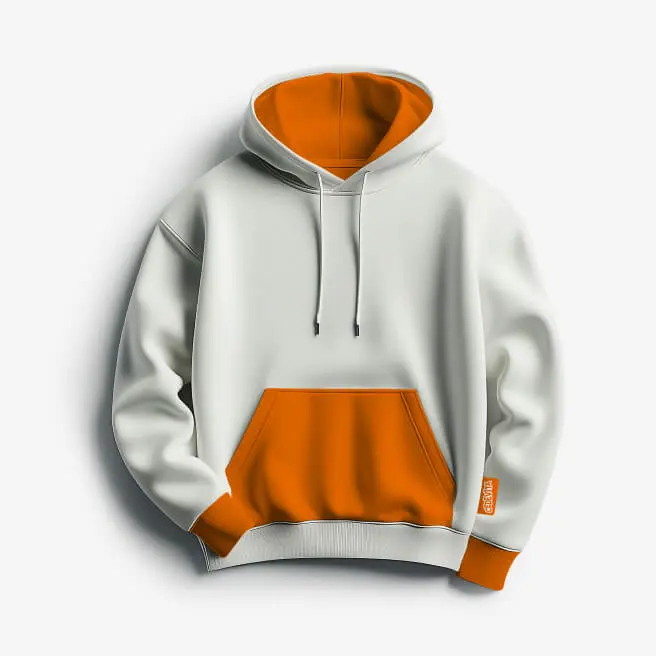 White Hoodie With Orange Accents
