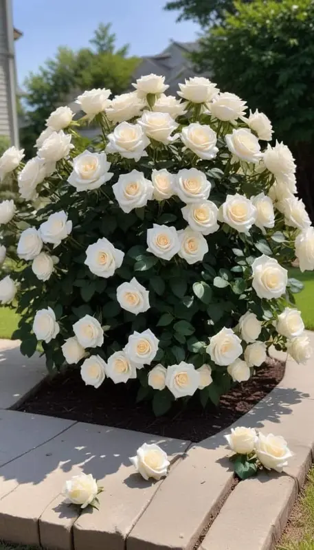 White Roses Bush Garden