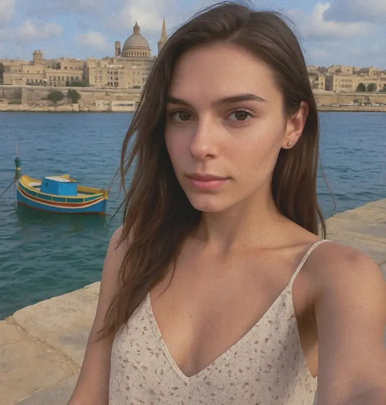 Woman, Boat, Coast, City.
