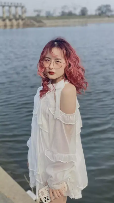 Woman By Lake Portrait