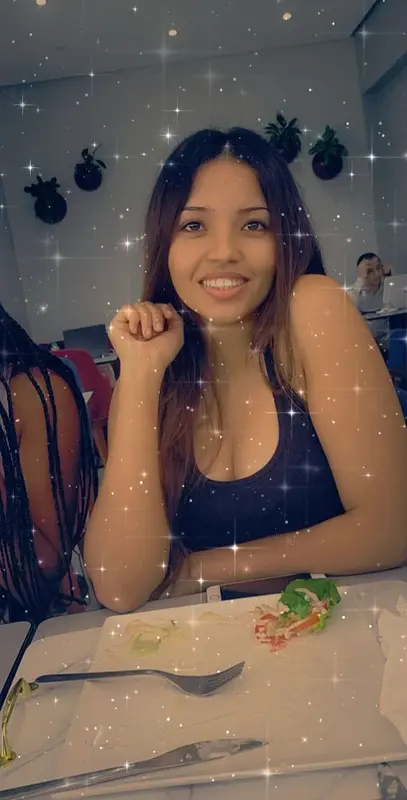 Woman Dining Table Sparkle Effects