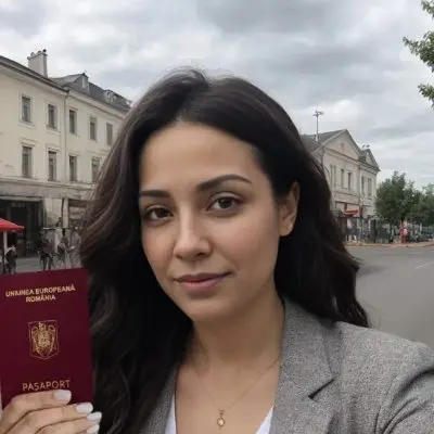 Woman Holding Romanian Passport