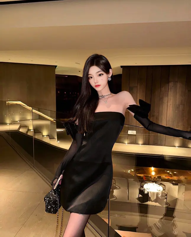 Woman In Black Elegant Dress