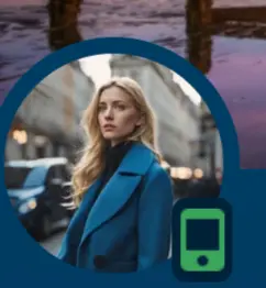 Woman In Blue Coat Street