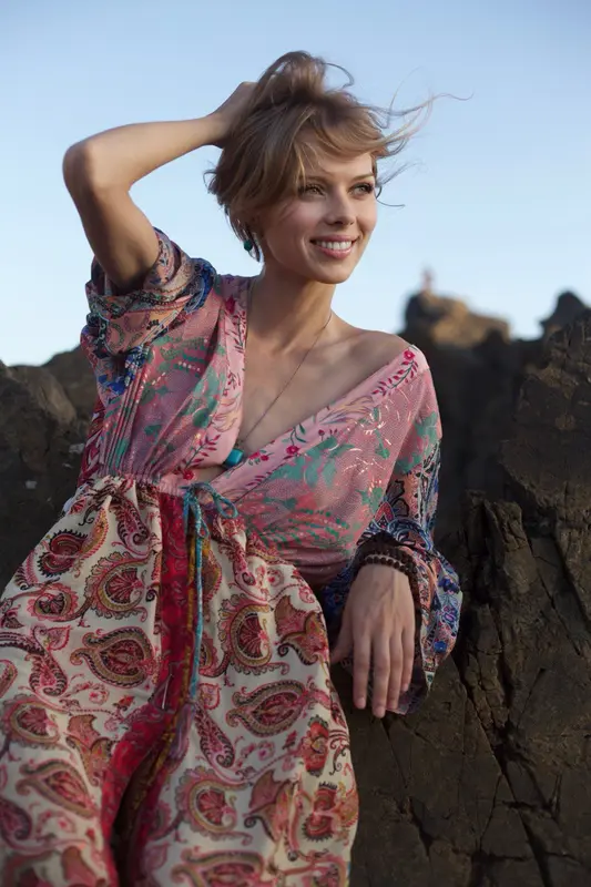 Woman In Colorful Dress Outdoors