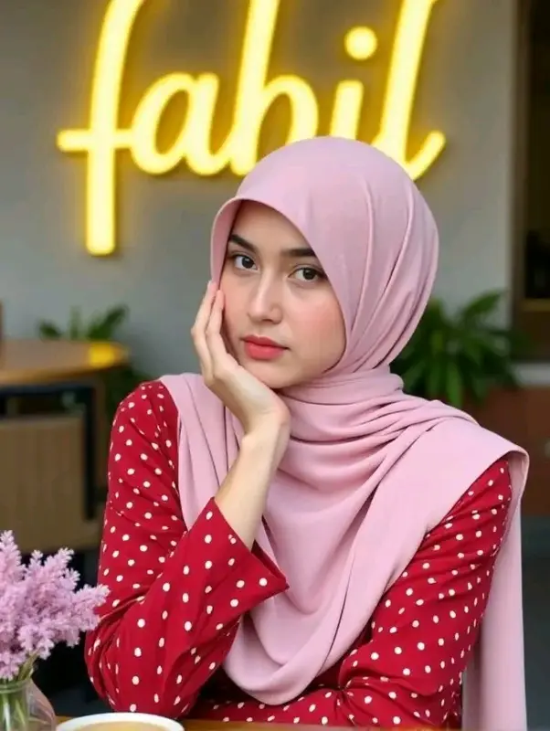 Woman In Pink Headscarf Portrait