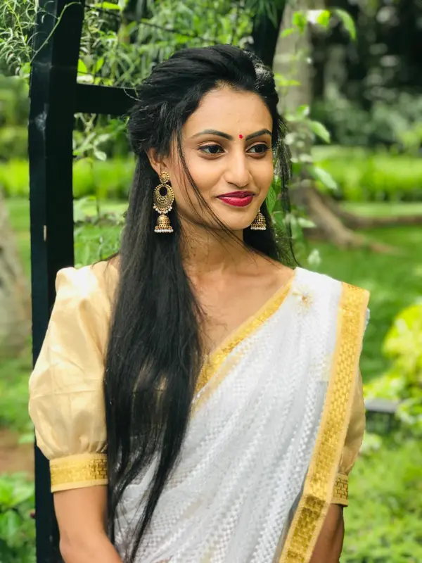 Woman In Saree Outdoors