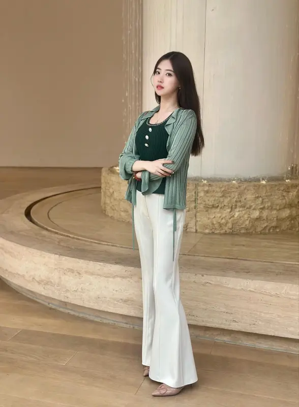 Woman In Stylish Outfit Indoors