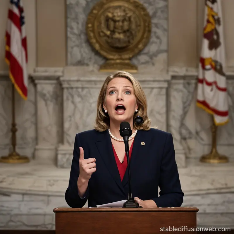 Woman Speaking At Podium