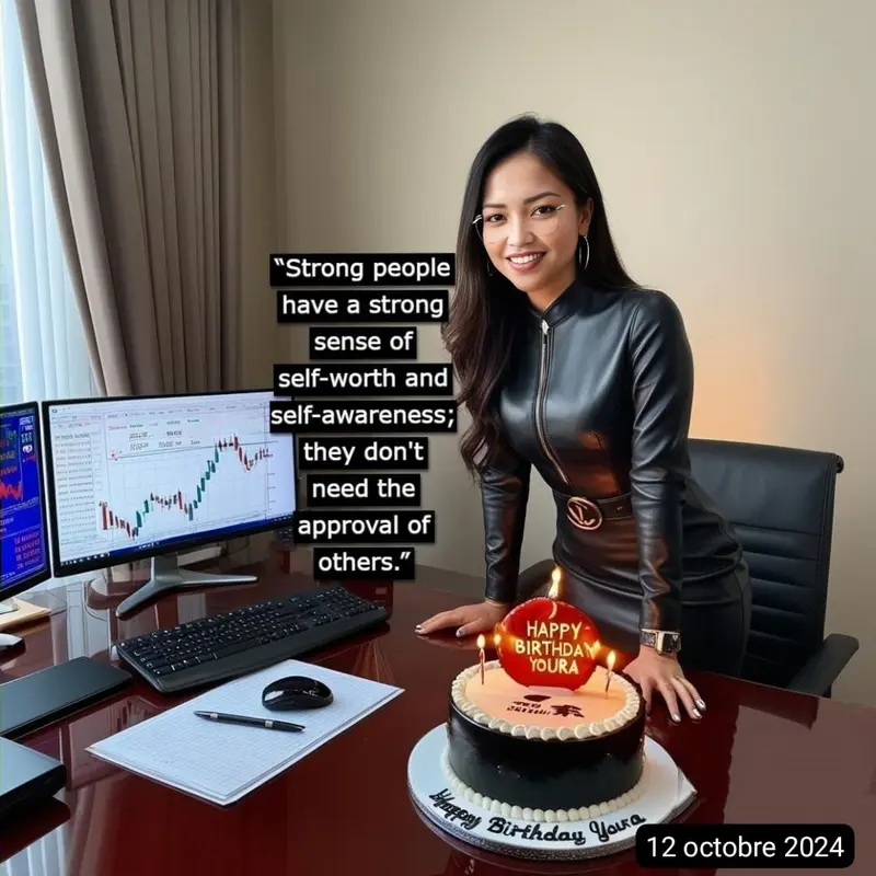 Woman With Cake And Monitors