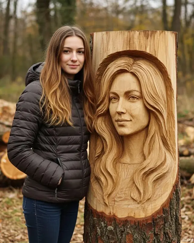 Woman With Tree Sculpture