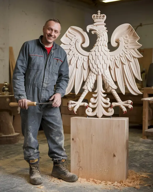 Wood Craftsman With Eagle Sculpture