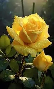 Yellow Rose With Water Droplets