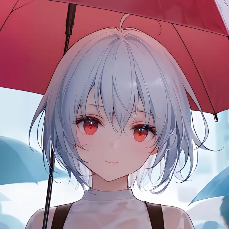 Young Person Under Red Umbrella