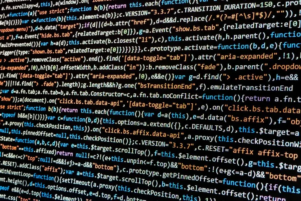 Software code on a screen, representing the technology behind free AI detection tools