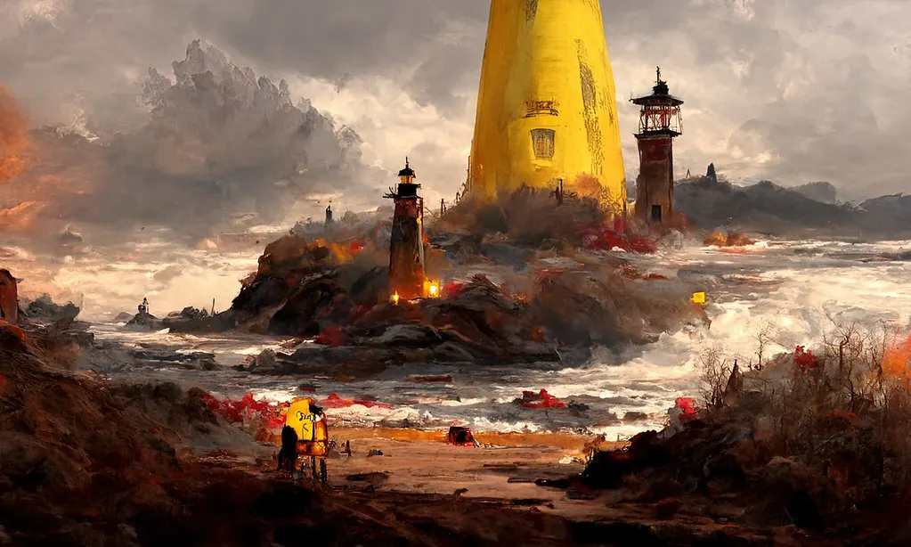An AI-generated digital painting of a coastal lighthouse, an example of the kind of image this guide helps you detect